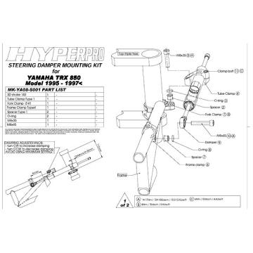 Hyperpro ステアリングダンパマウントーキット TRX850 95-97